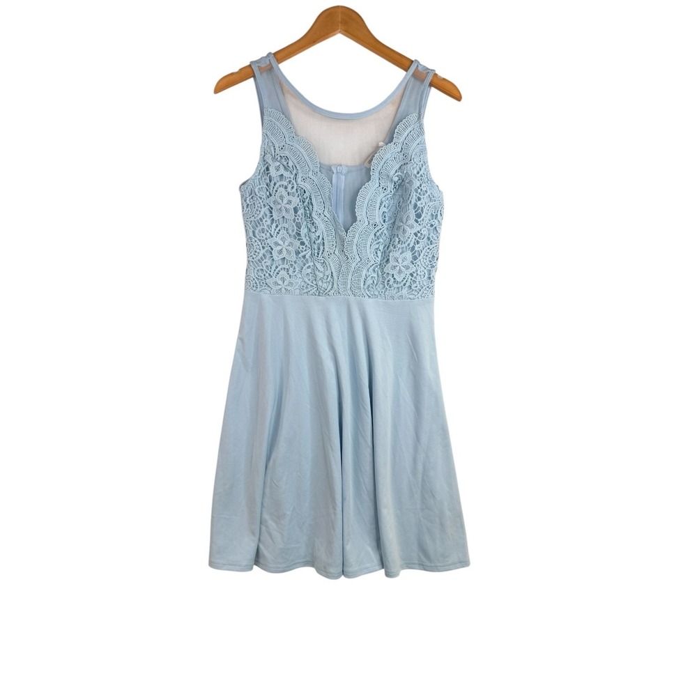 Grace Karin Sleeveless Lace Applique Skater‎ Dress size Large Light Blue